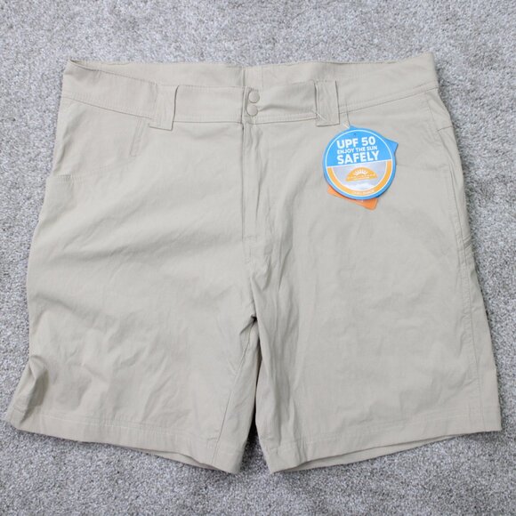 Columbia PFG Shorts NWT Mens 36 Beige Blood & Guts Stretch Fishing 8" inseam - Picture 1 of 15